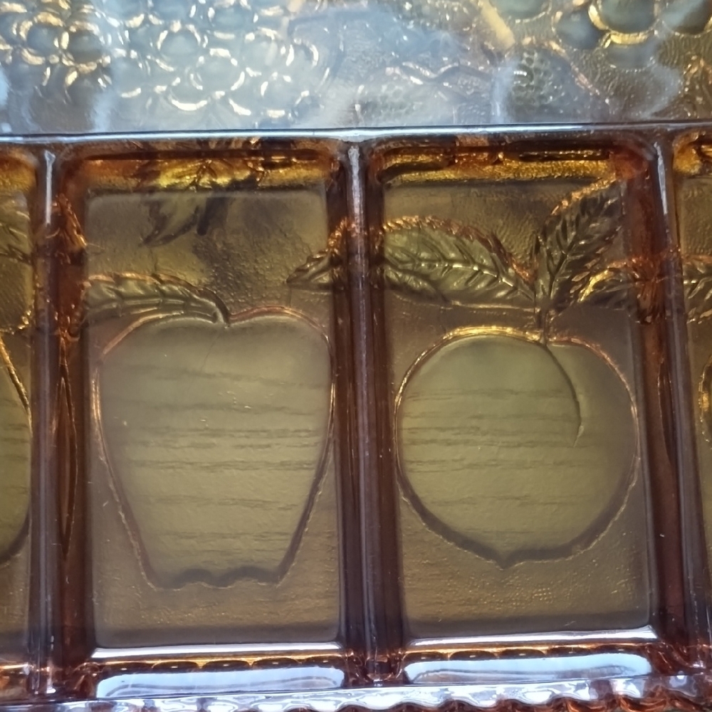 Vintage Amber Glass Divided Serving Tray - Picture 5 of 6